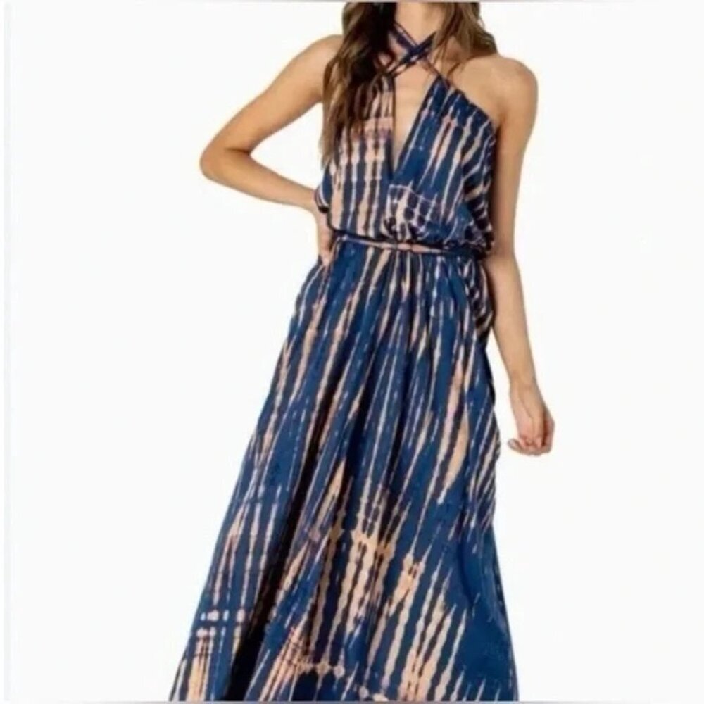 LE SALTY LABEL - Elegant Blue Tie-Dye Maxi Dress Size S/M - Picture 2 of 8